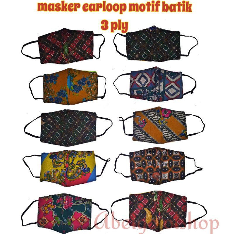 GROSIR MASKER- masker kain earloop 3ply motif /masker kain 3 lapis/masker kain karet kuping