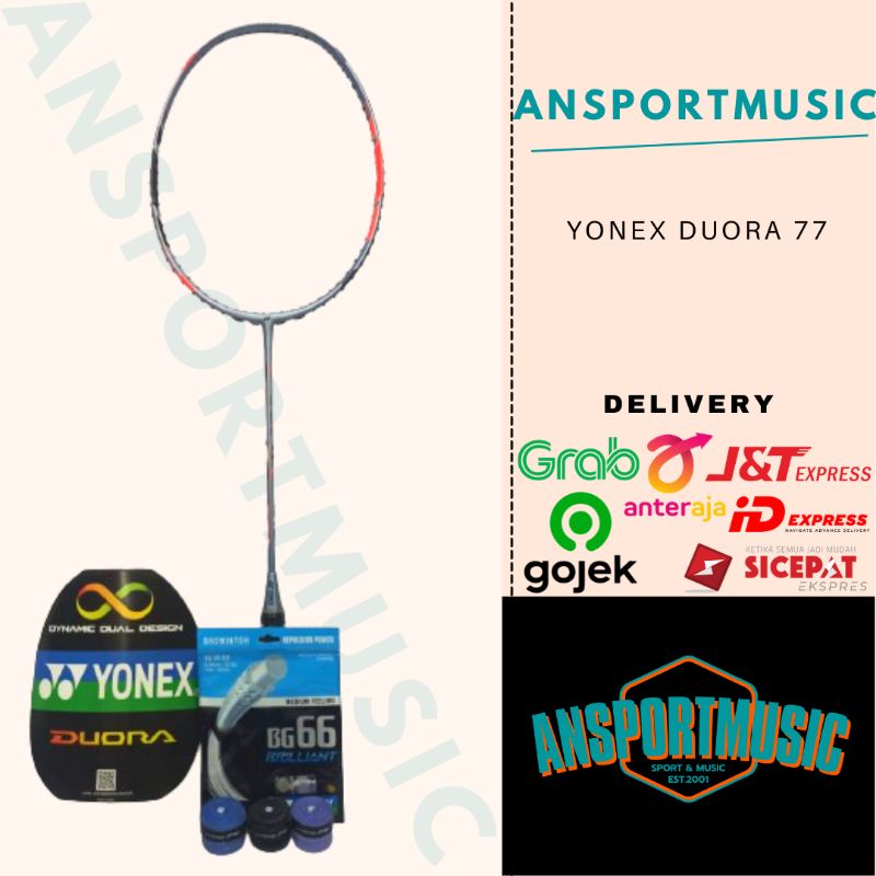 Raket Badminton Yonex Duora 77 Free Grip Lining