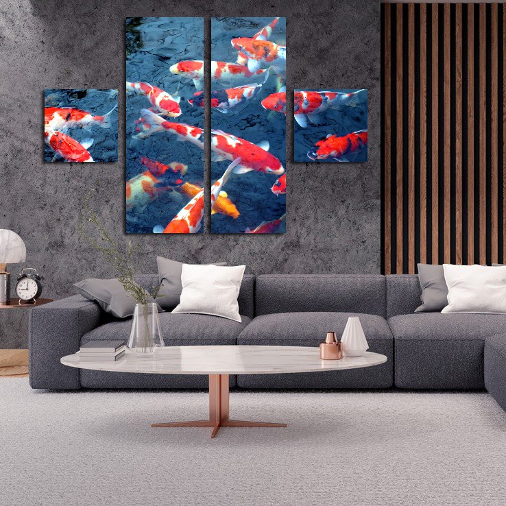 grosiramanah Hiasan Dinding Wall Decor 1 set ikan koi 75 x 30 cm