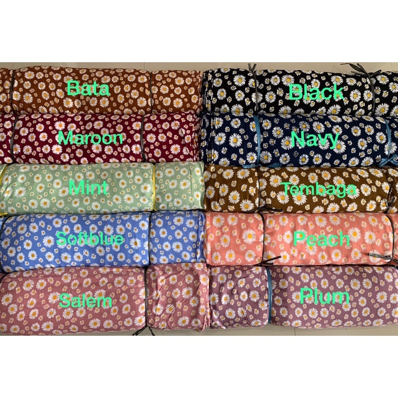 kain bahan rayon meteran motif bunga daisy (1meter)