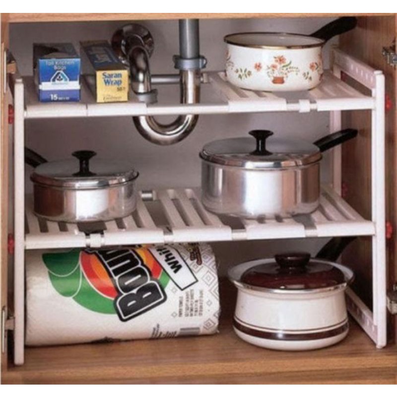 rak wajan rak panci susun rak serbaguna bawah wastafel