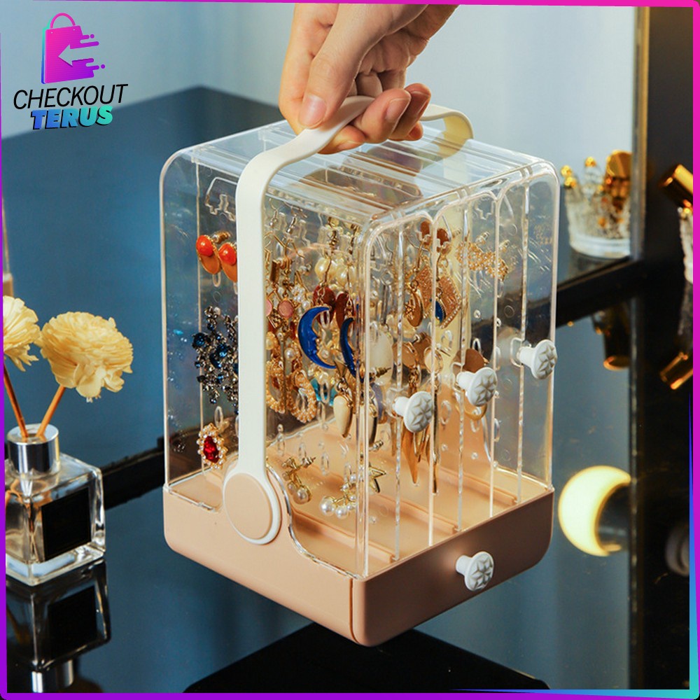 CT K17 Rak Perhiasan Anti Debu Jewelry Box Acrylic Tempat Penyimpanan Acrylic Organizer Rak Anting dan Aksesoris Wanita