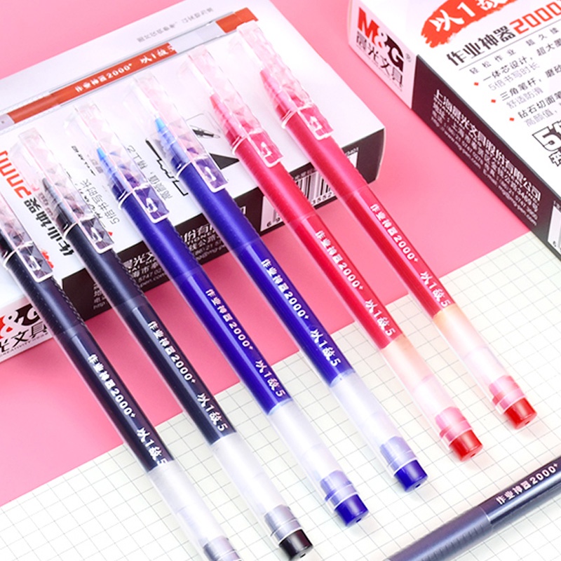 M＆G. V3401 0.5mm Large Capacity Gel Pen Black/Blue/Red Ink Needle Nib Pen