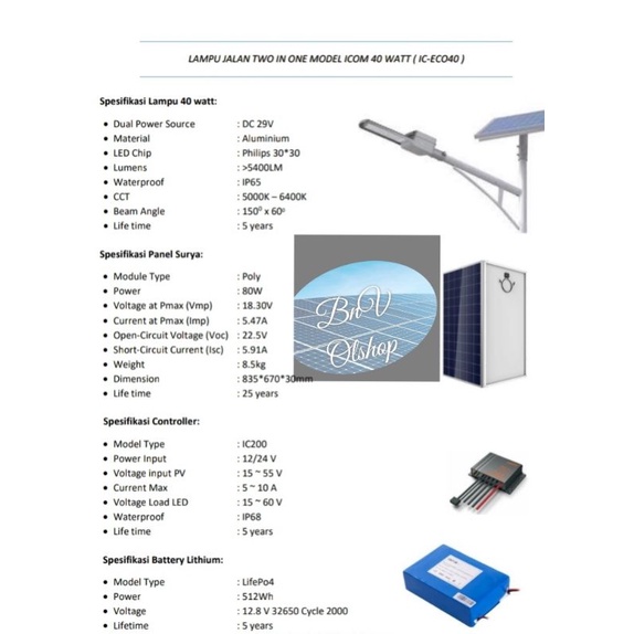lampu jalan tenaga surya 40watt 2in1 panel 80wp