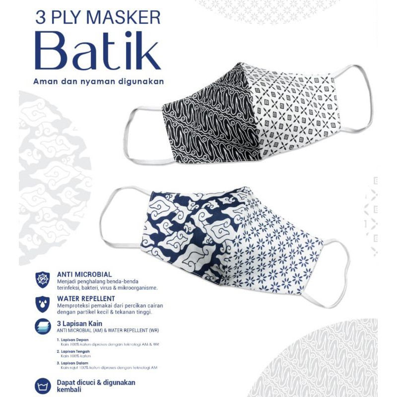 Masker Batik Sritex 3Ply Anti Mikrobial Anti Virus