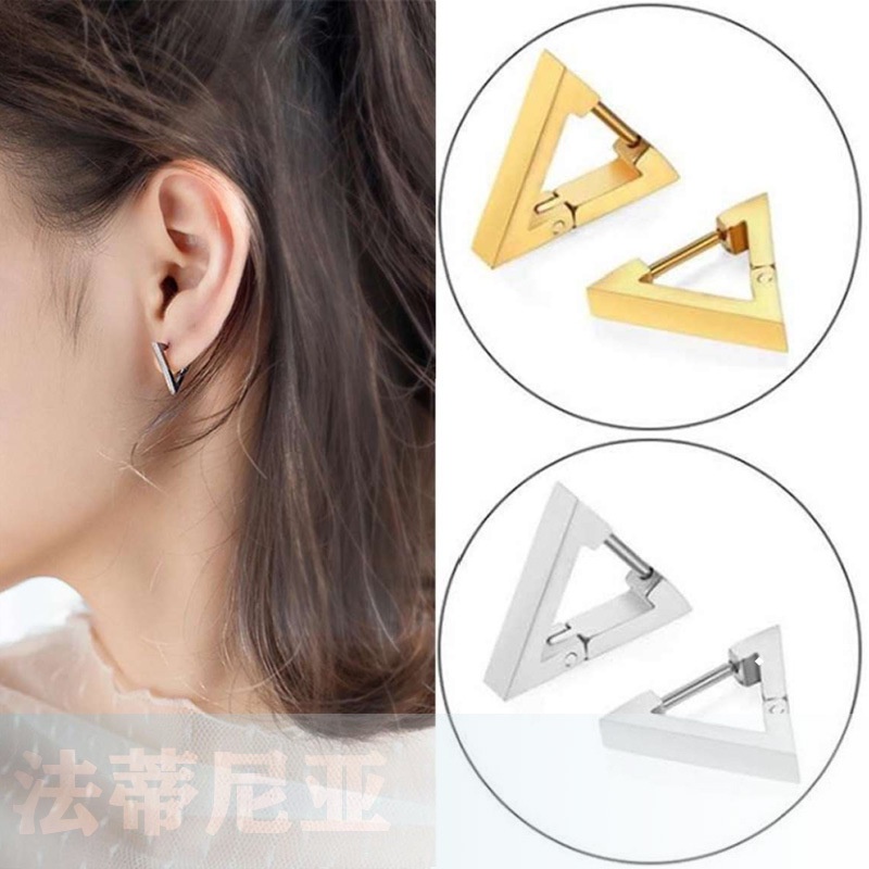 1 Pc Anting Stud Tanpa Tindik Desain Salib Bahan Stainless Steel Gaya Hip Hop Punk Untuk Pria