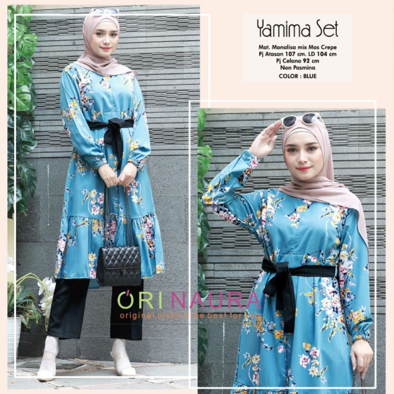 YAMIMA SET BAJU SETELAN LONG TUNIK BY ORI NAURA AS125