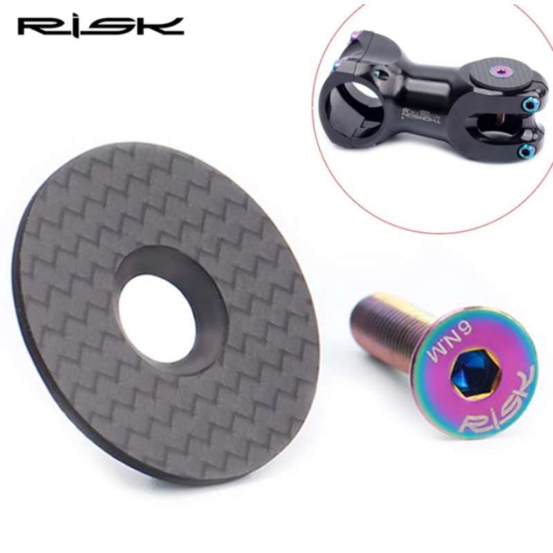 Risk Top Cap Carbon Baut Titanium Tutup Baut Stem Sepeda Cover Headset Sepeda 28.6mm