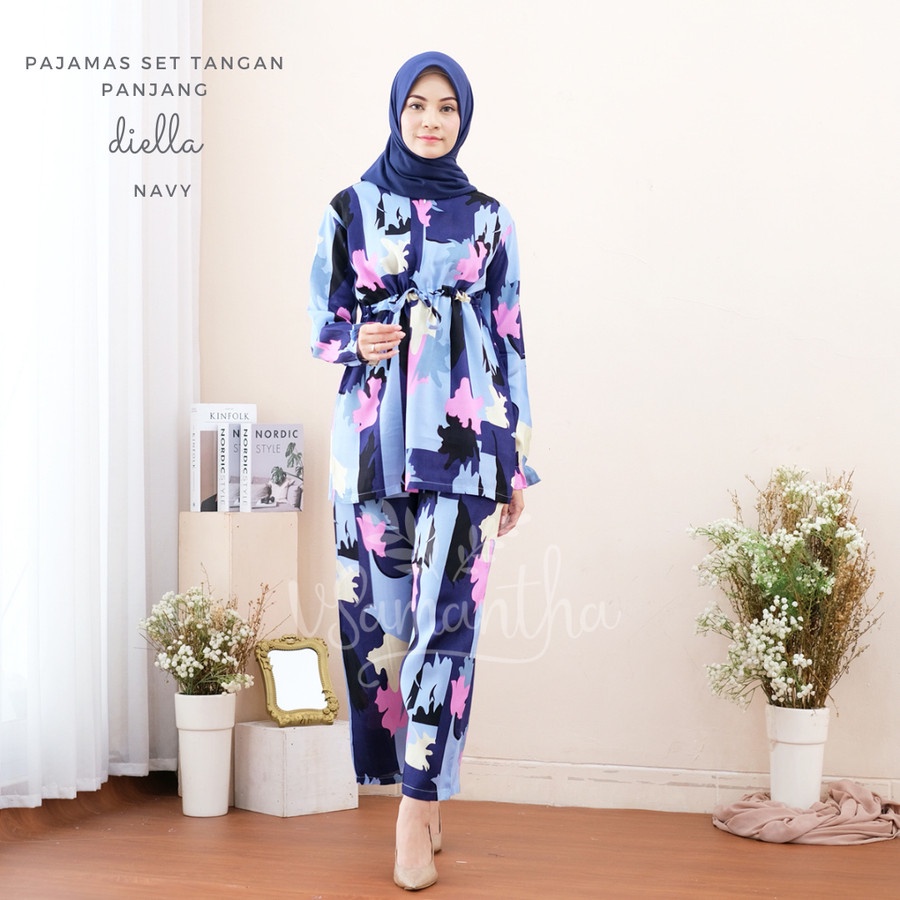 Setelan Pajamas Remaja Katun Bahan Adem Jumbo Baju Tidur G6Y7 Wanita Piyama Cewek Lengan Panjang Set