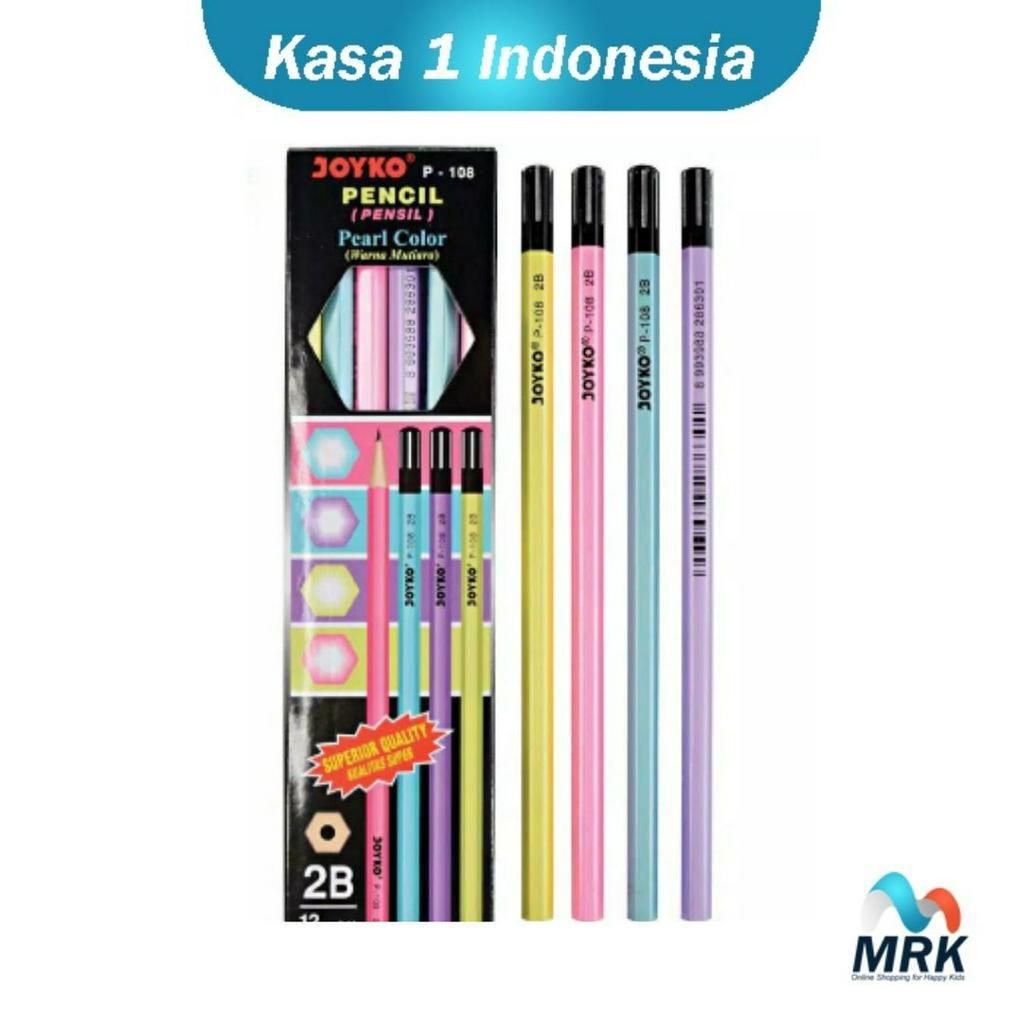 

12 Pcs Pensil Pearl Colour 2B Komputer Warna Warni Pastel Anak Perempuan