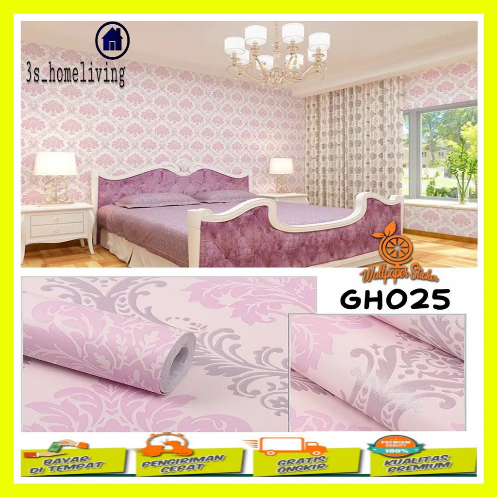 Wallpaper Dinding Vintage Pink Wall Stiker Wallpaper Pink