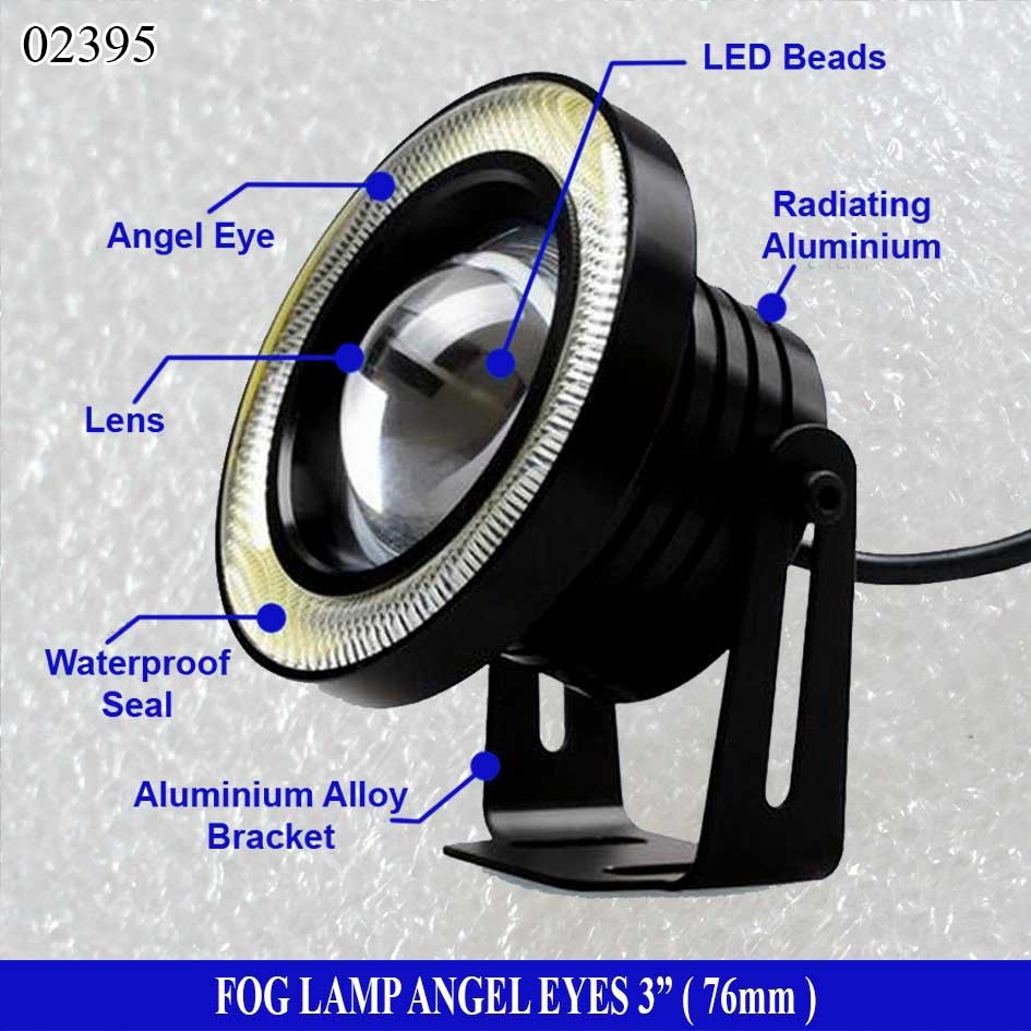 Lampu Kabut Mobil Fog lamp LED ANGEL EYES 3&quot; 76MM BIRU MERAH Universal / Fog Light Projie Eagle Eye