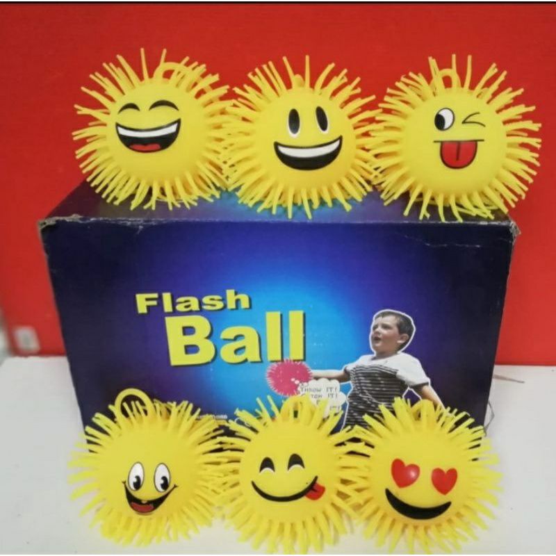 Mainan Karet Ubur Ubur Puffer Ball Led Karakter Smile Murah/ Mainan Flash Ball Smile