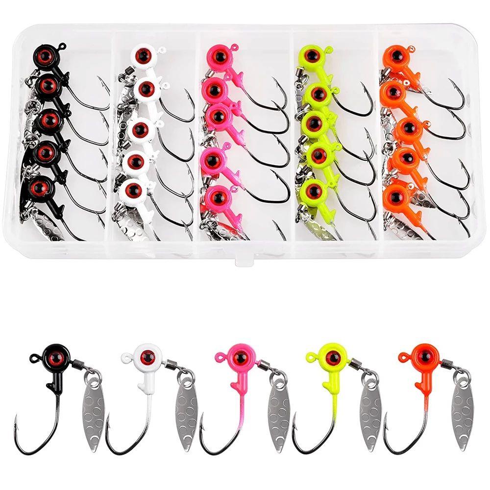 TOP 25pcs /Box Jig Memimpin Kepala Duri Punggung Buatan Lure Jigging Umpan