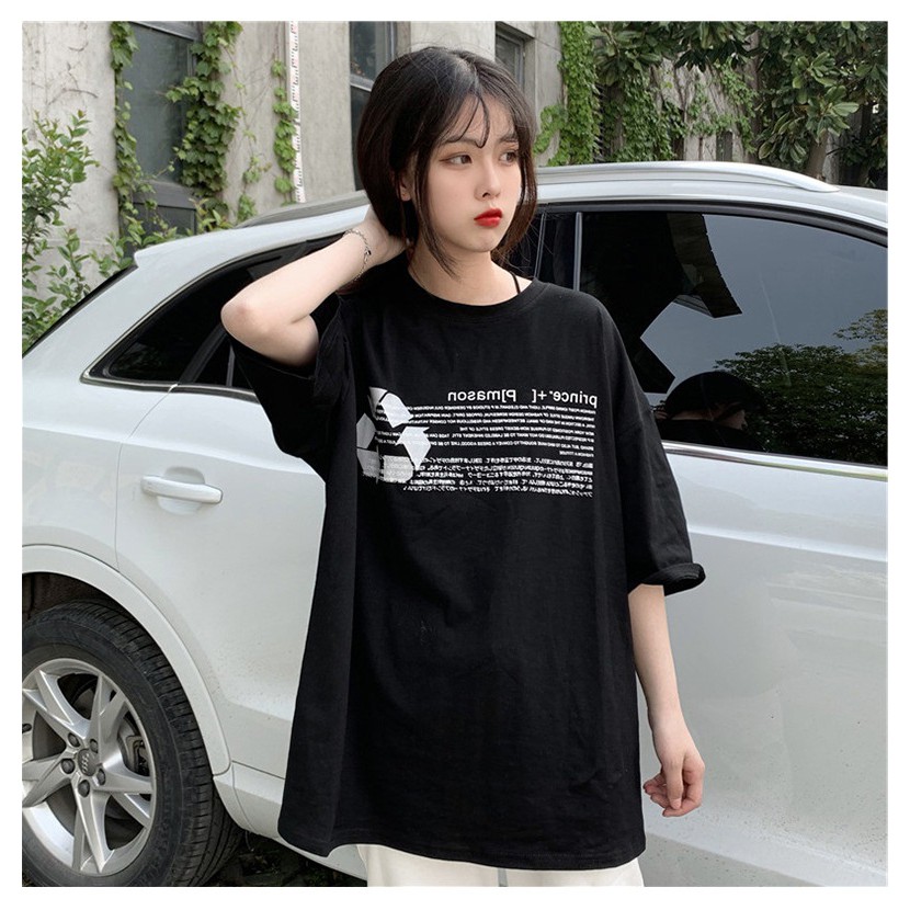 KBS-101 kaos wanita full print text simple cool t-shirt import korea jepang