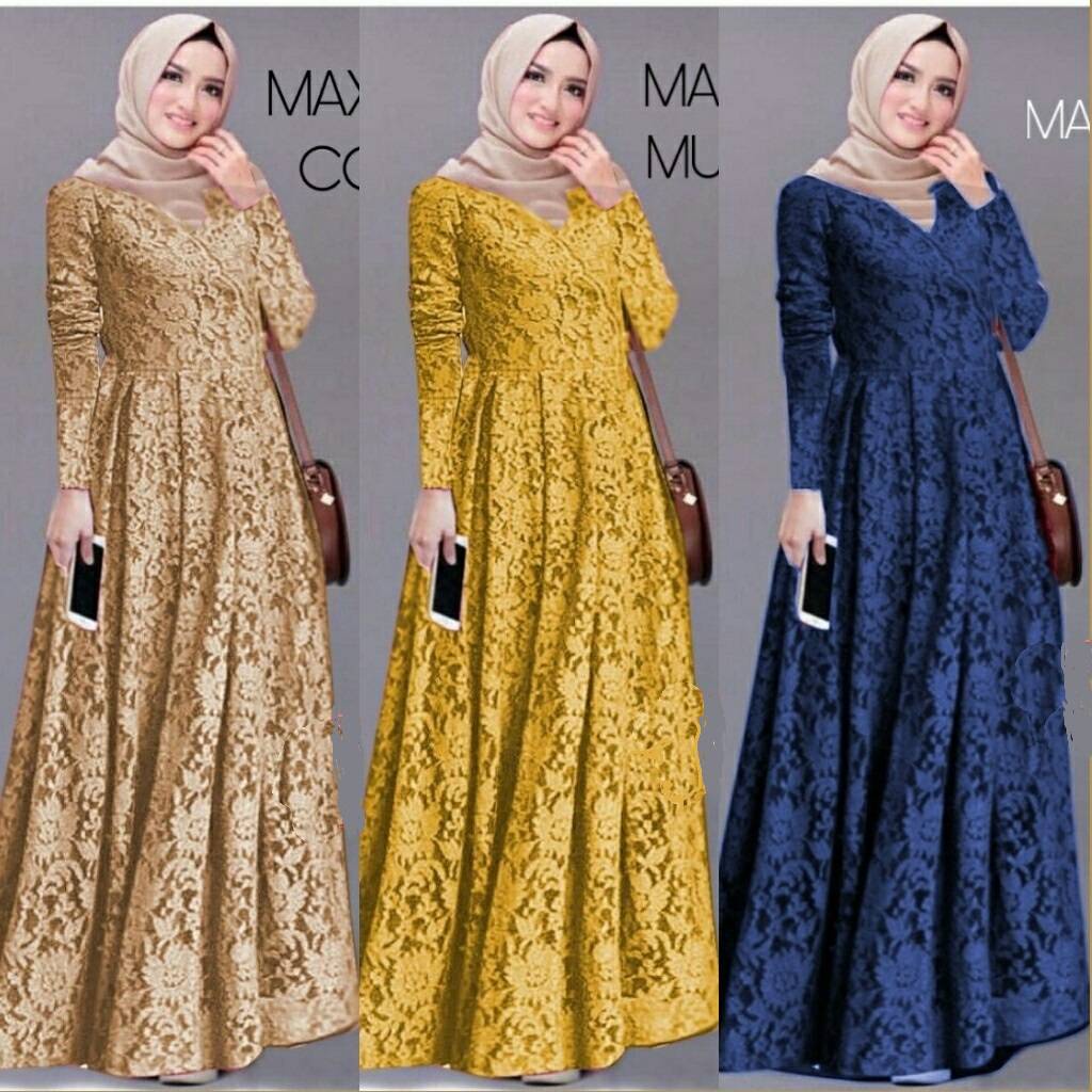 GAMIS MAXI LEZA FULL BROKAT LAPIS FURING ( XL TO 3XL )