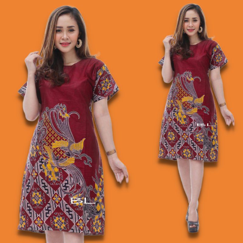 DRESS BATIK LENGAN PENDEK MODERN EKSKLUSIF HITAM MANIS