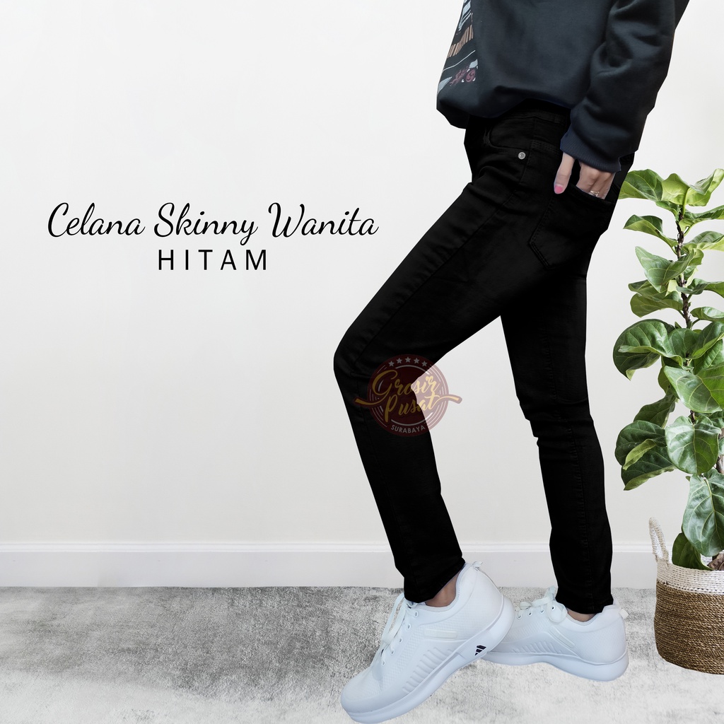Celana Jeans Pensil Skinny Wanita Polos Ukuran Normal 27 - 34