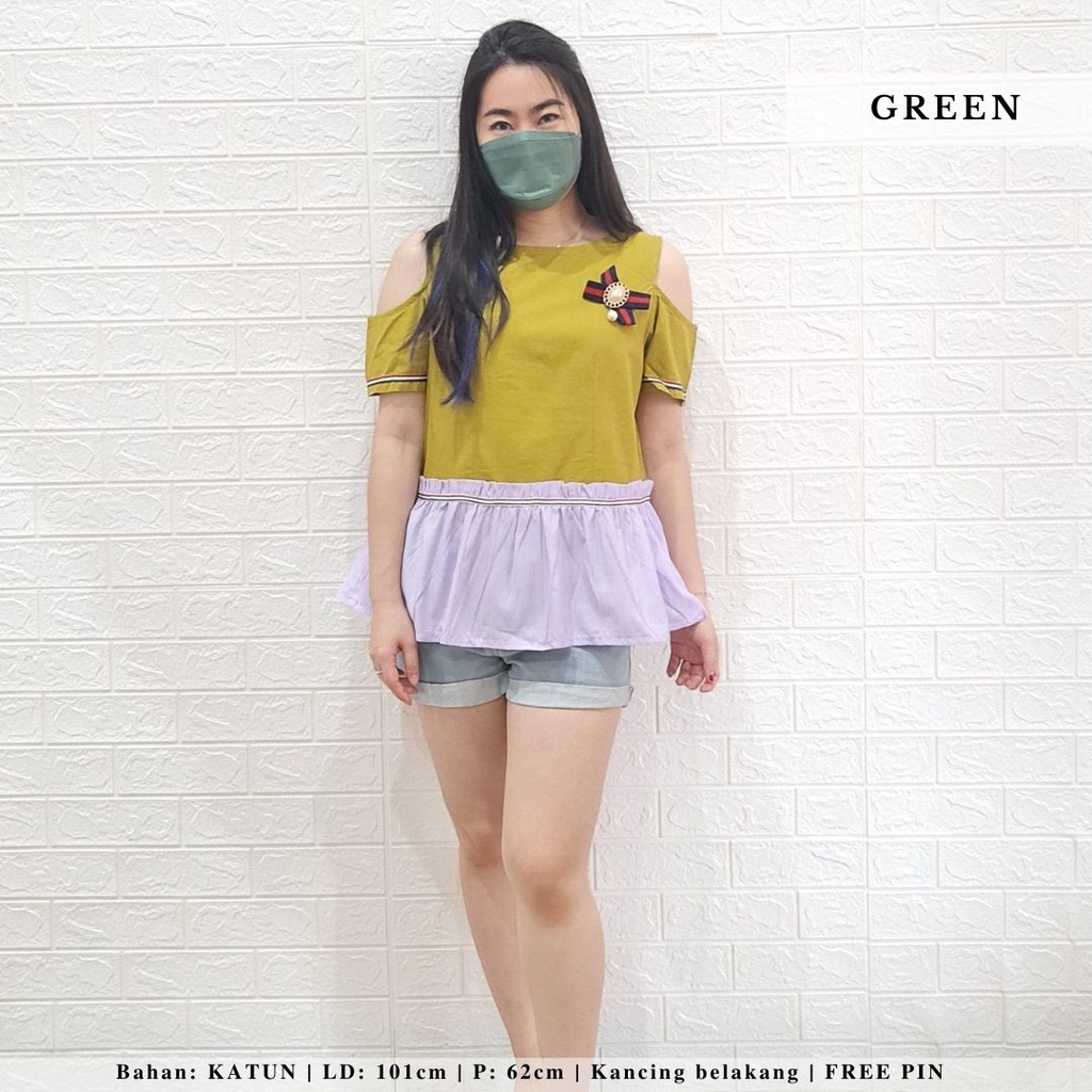 483 ribbon two tone blouse