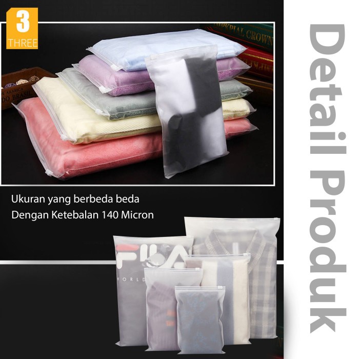 Plastik Zipper Bag 25x35 cm Travel Pouch Storage Bag Matte Doff