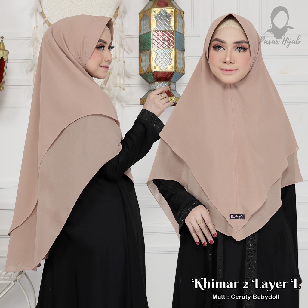 Khimar 2 Layer Size L Ceruty Babydoll Original By Nayla Hijab Kerudung Ceruty Jumbo Pasar Hija'b