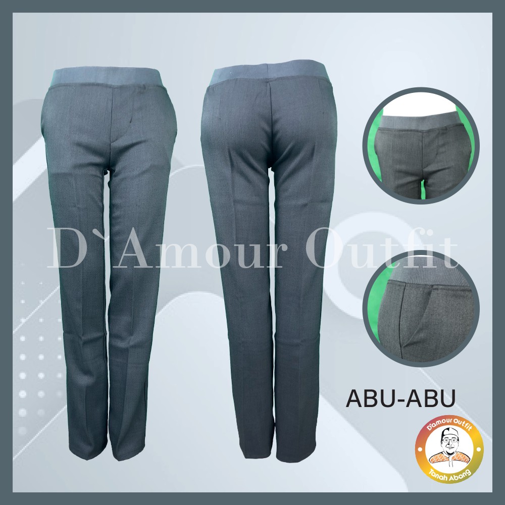 Celana Panjang Wanita Pinggang Karet Polos Pakaian Kerja Formal Kantoran Clana Bahan Cewek Kantor Dewasa Anak Slim Fit Highwaist Baggy Pants Tartan Perempuan Korean Style Cewe Jumbo Big Siz