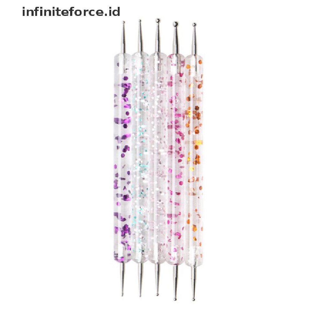 Infiniteforce.id 5Pcs / Set Pen Dotting 2 Sisi Untuk Nail Art / Manicure