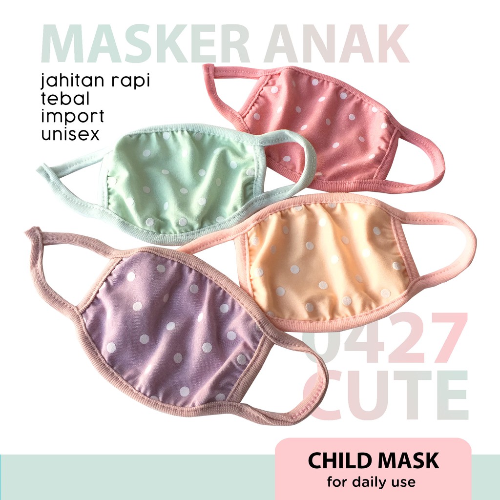 HOW.R.U | Masker Kain Anak Pastel Motif Polkadot 0427