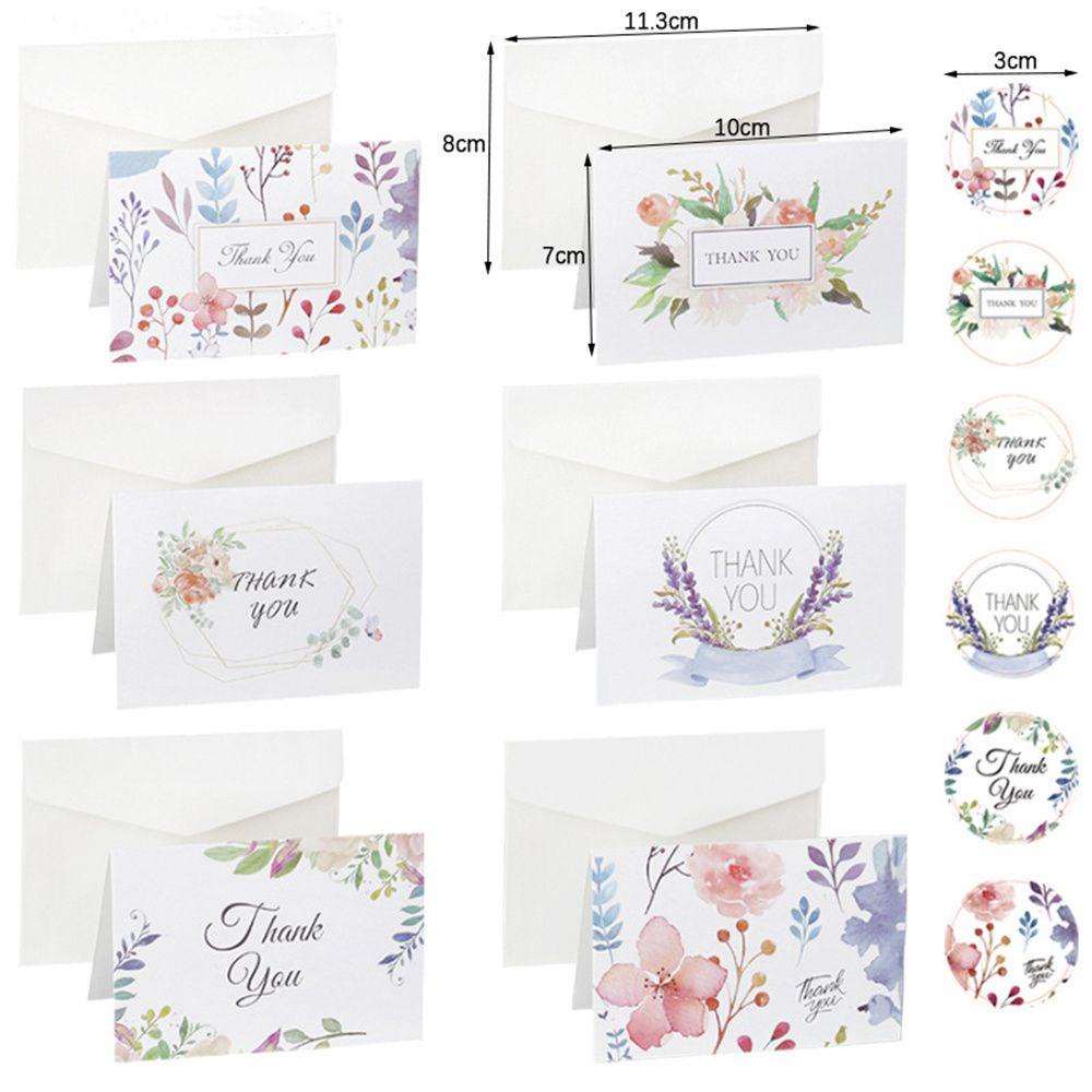 Solighter 6set Kartu Ucapan Terima Kasih Pesta Amplop DIY Bunga Pesan Floral Postcard