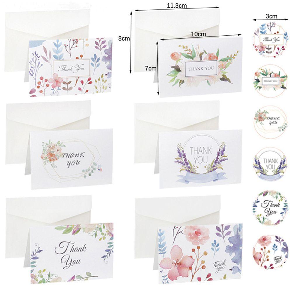 R-flower 6set Kartu Ucapan Terima Kasih DIY Lipat Stiker Amplop Flower Message Postcard