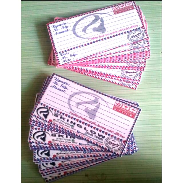 

Uk. 7.7 x 15.5 cm Kertas pengiriman Olshop custom murah berkualitas