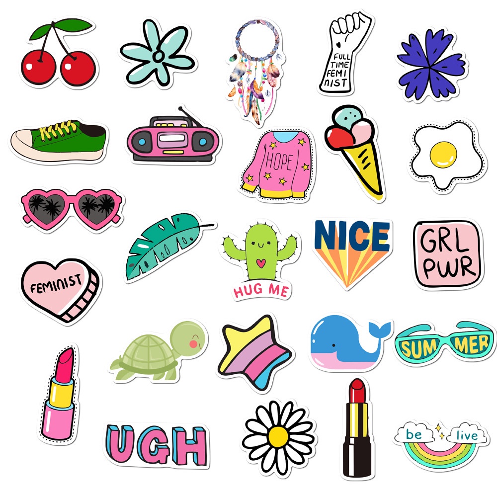 100 Pcs Colorful Creative Waterproof Graffiti Scrapbook Stickers for Laptop Fridge Luggage Cup Decoration