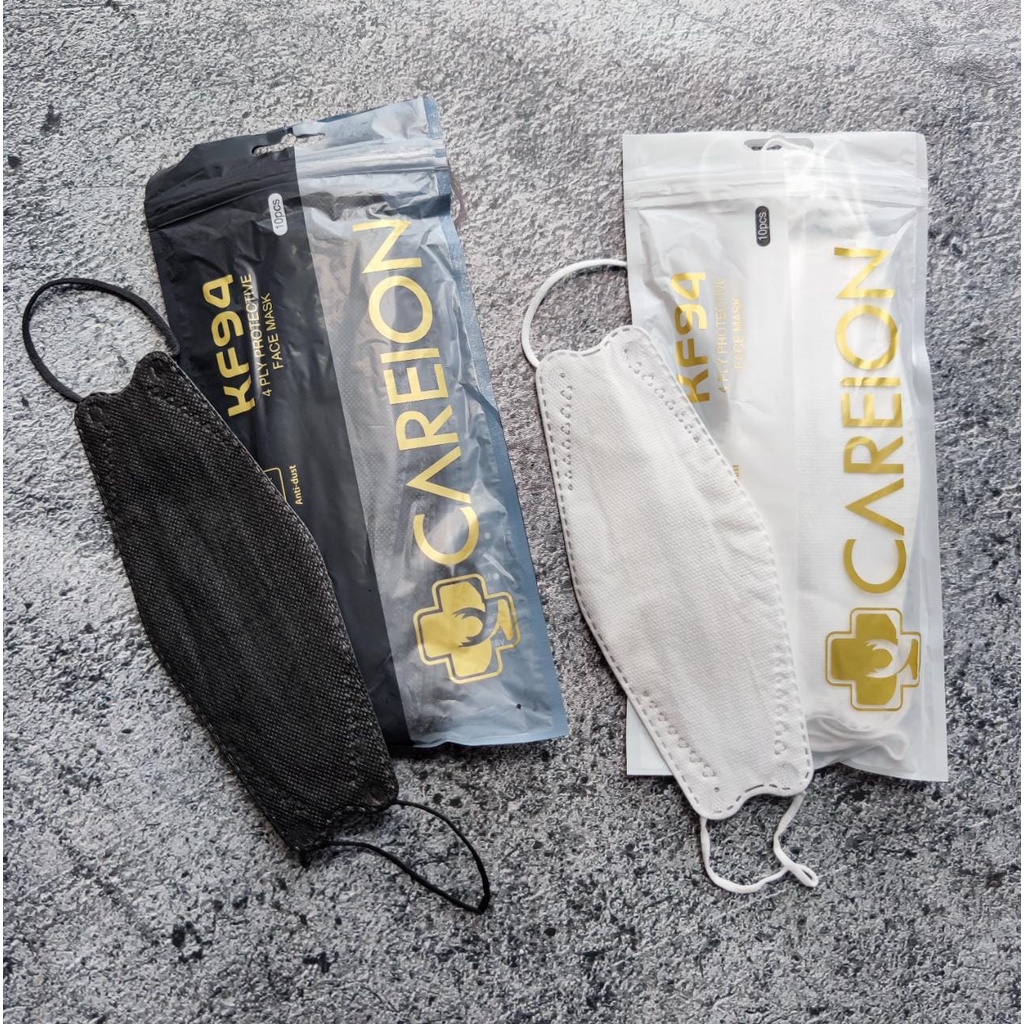 Jual BLACK WHITE CAREION KF94 MASKER KF94 4PLY CAREION KEMENKES HITAM