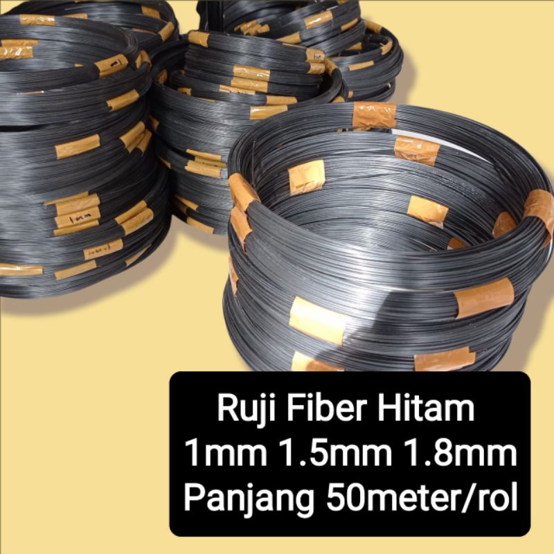Ruji fiber hitam 1mm 1.3mm 1.5mm 1.8mm 50meter untuk sangkar, kandang Pcmi