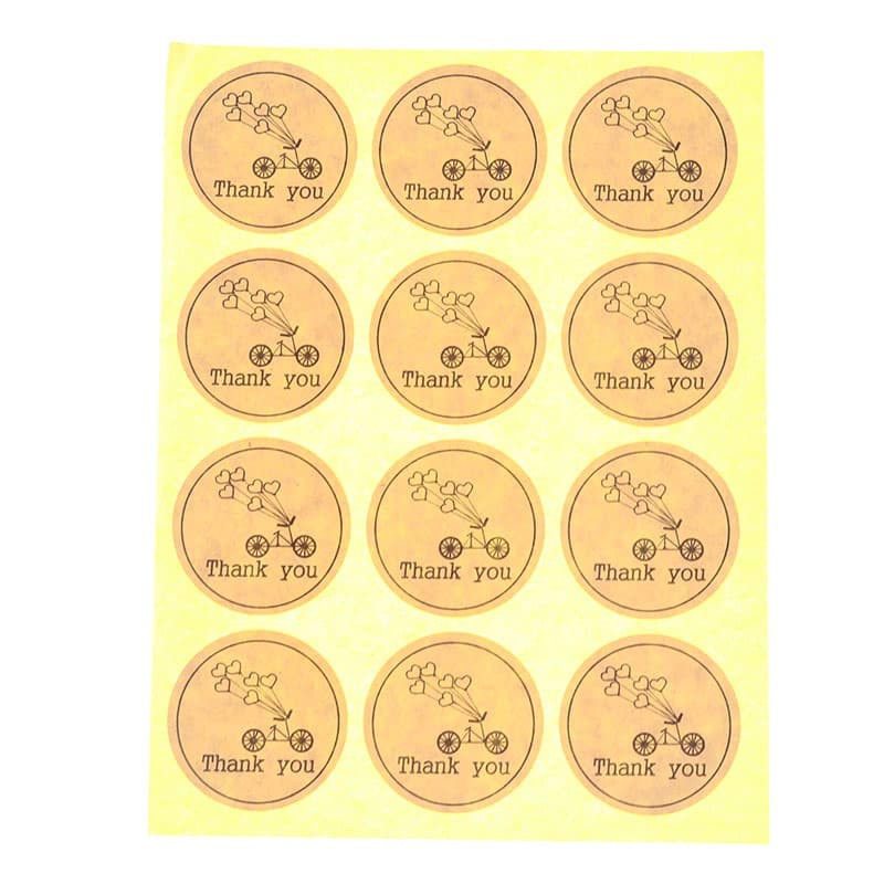 Paper Tags Sticker &quot;THANK YOU&quot; - Round Bicycle Pattern (1sheet/12pcs)