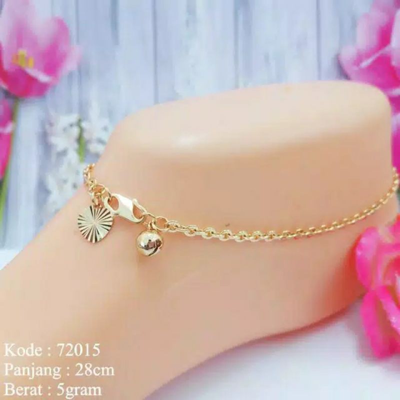 Fourfashion Gelang Kaki Rantai Nori Gepeng Silver Lapis Emas Missi Fashion Jewelry