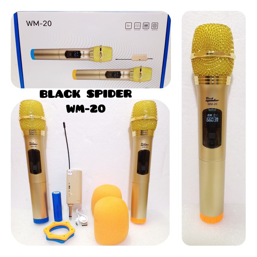 MIC WIRELESS HANDLE BLACK SPIDER WM 20 MICROPHONE PORTABLE