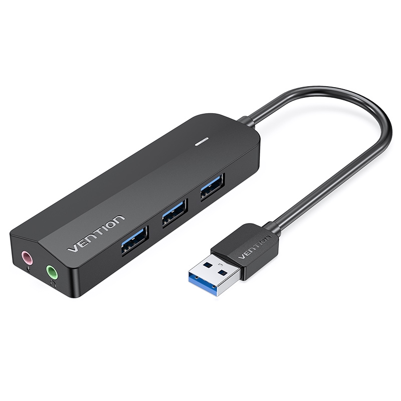 Vention USB Hub Splitter Usb 3.0 3 Port with Sound Card Kecepatan Tinggi 5gbps Dengan Power Supply Untuk Laptop Pc