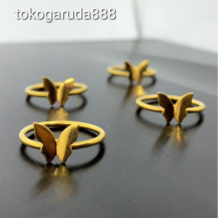 Cincin anak dan dewasa emas asli kadar 700 70% 22 16k kupu kupu gold rosegold butterfly 10 11 12 13 14 15 16 1 gram