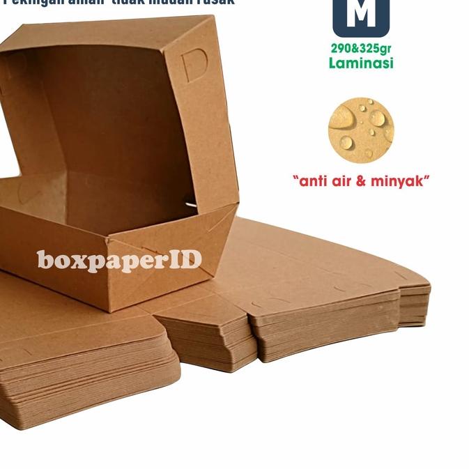 ✷ Paper Lunch Box Size M Paket Hemat 45pcs Craft Laminasi Kotak Nasi Goreng Ayam Geprek Dimsum Kebul