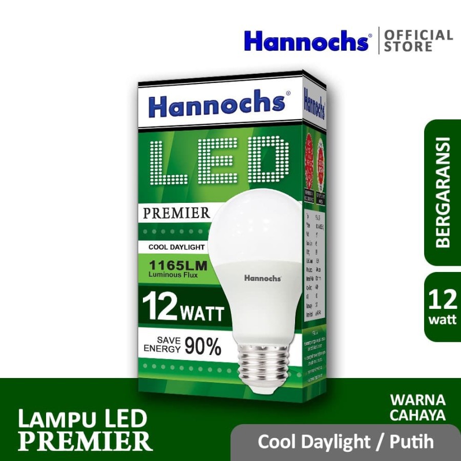 HANNOCHS PREMIER 12 WATT - Bola Lampu LED E27 12 Watt - Garansi 1 Tahun