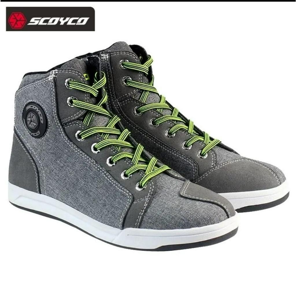 Scoyco Motorcycle Boots Shoes Casual Gray Sepatu riding Motor Mt016