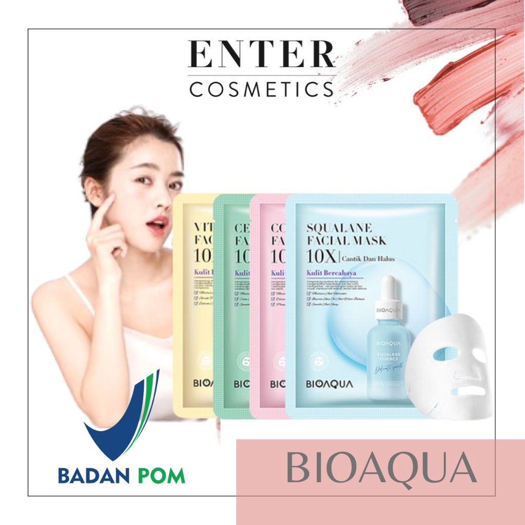 Bioaqua SHEET MASK 10X The Effect masker wajah Facial MaskCentella / Vit c / Collagen / Squalane