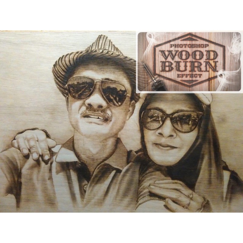 lukisan keluarga bakar(pyrography)untuka kado