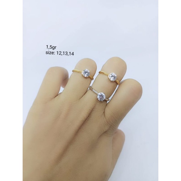 cincin solitaire segi 8 mp/ cincin perak asli silver 925 lapis emas/ cincin fashion wanita impor