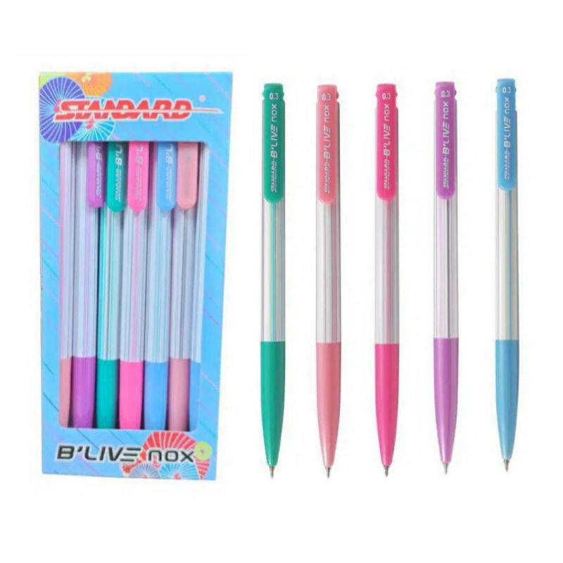 

1 LSN / 12 PCS Pena Pulpen Ballpen STANDARD B'LIVE NOX BLIVE