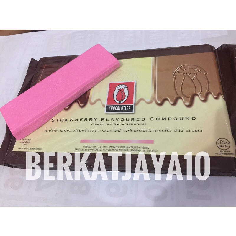 Tulip Strawberry Chocolate Compound DCC coklat batang repack 200gr