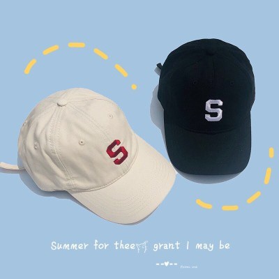 Topi Baseball Bahan Katun Motif Bordir Huruf S Gaya Korea Untuk Pria / Wanita