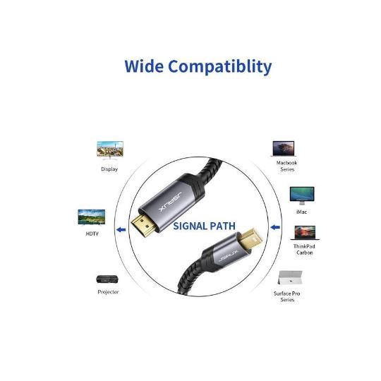 Cable mini displayport thunderbolt to hdmi jsaux 3m gold 4k 60hz UHD braided nylon nzmndpthd - Mini display port dp to hdtv 3 meter