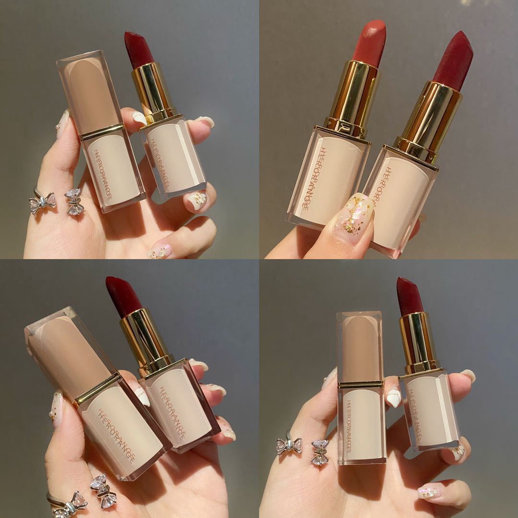 HERORANGE Lipstick Velvet Matte Kotak Hadiah Soft Fogsatin Lipstick Beloved